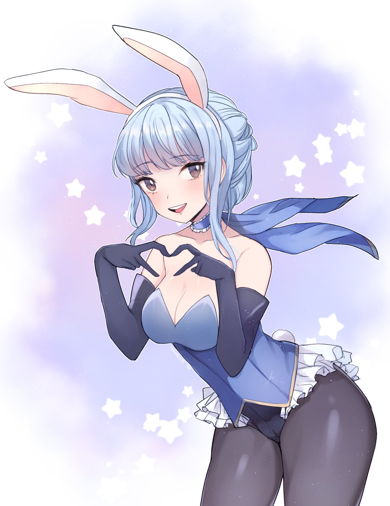 1girls alternate_costume blue_hair breasts bunny_ears bunny_girl bunnysuit female female_only fire_emblem fire_emblem:_three_houses lilshironeko marianne_von_edmund nintendo open_mouth solo