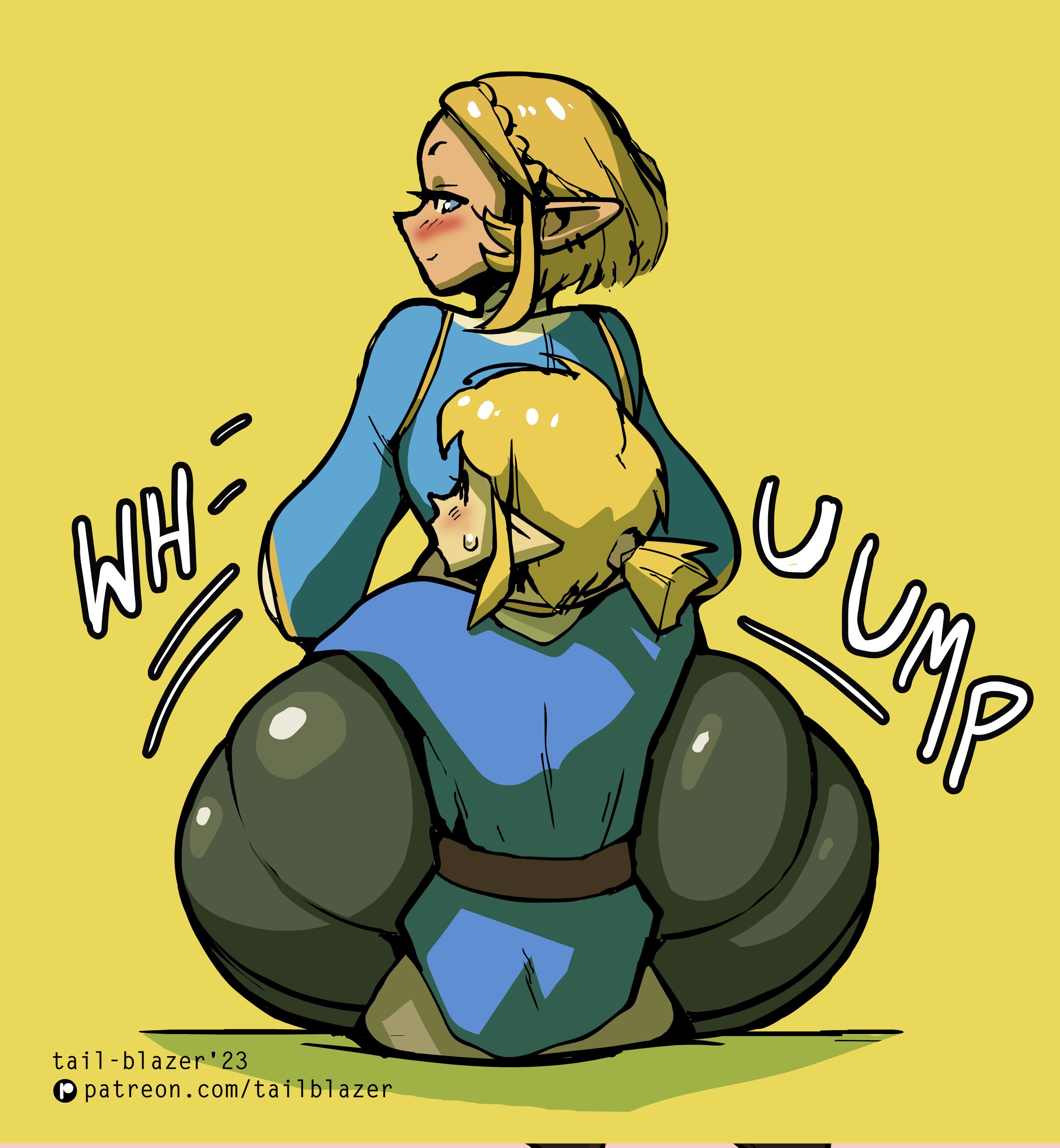 1boy, 1girls, ass, assjob, blonde female, blonde hair, blonde-haired female, blush, breasts, buttjob, elf ears, female, hair, height difference, huge ass, larger female, link, looking at partner, looking back, looking back at partner, male, nintendo, princess zelda, sitting, sitting on another, sitting on lap, sitting on person, size difference, smaller male, sweat, tagme, tail-blazer, taller female, tears of the kingdom, the legend of zelda, uncensored, zelda (tears of the kingdom)