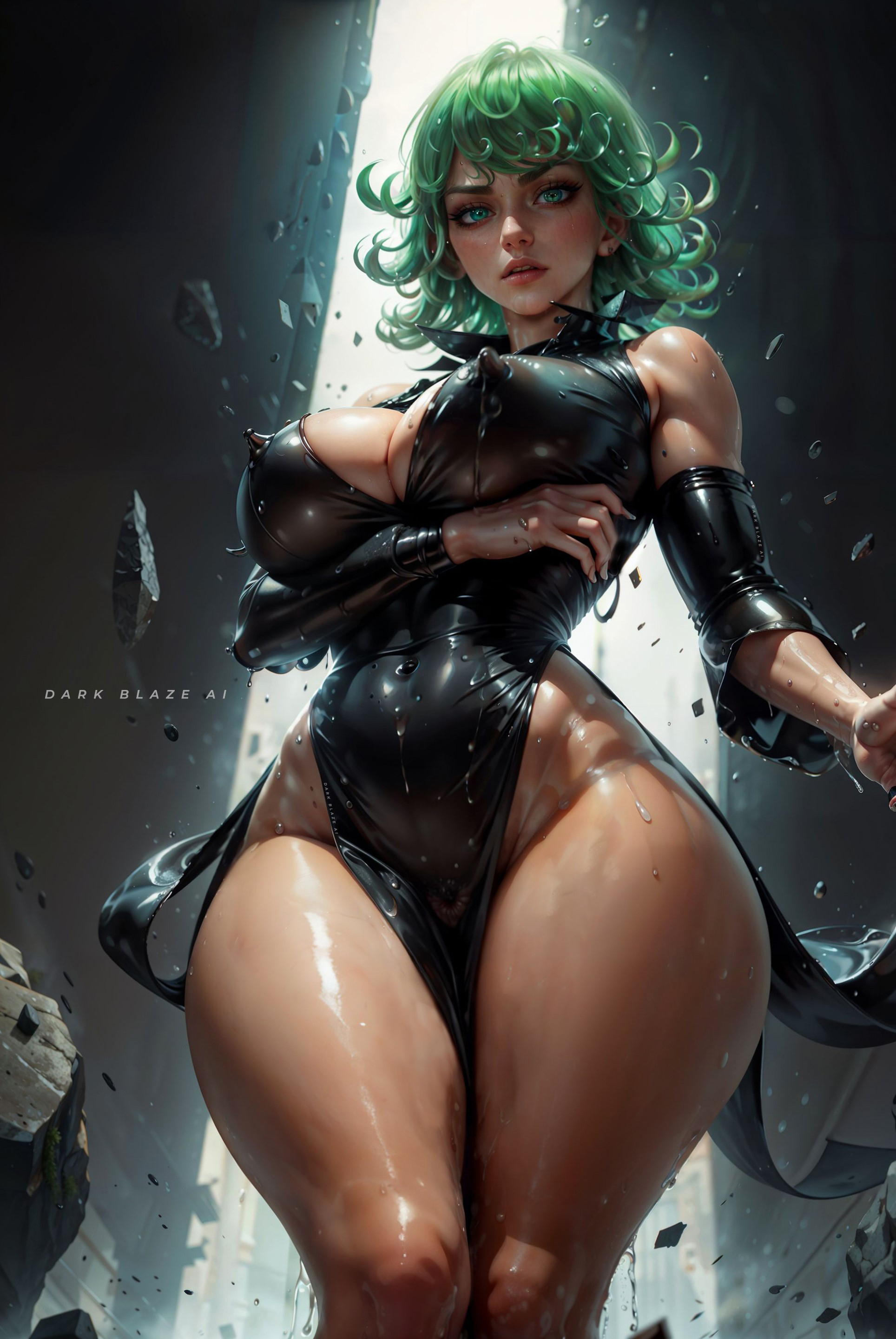 1girls, absurd res, ai generated, alternate breast size, alternate costume, armwear, artist name, bangs, bare shoulders, big breasts, blush, breasts, choker, cleavage, clothing, cloud, collarbone, curly hair, curvy, darkblazeai, detached sleeves, dress, eyelashes, female, female focus, female only, frills, g-string, green eyes, halterneck, highleg, highleg swimsuit, hips, human, lantern, large breasts, lips, looking at viewer, medium hair, nai diffusion, navel, ocean, one-piece swimsuit, one-punch man, pinup, pose, revealing clothes, seductive, shiny skin, ship, skimpy, solo, solo female, stable diffusion, sunset, tatsumaki, thick thighs, thighs, voluptuous, water, watermark, wet, wet body, wide hips