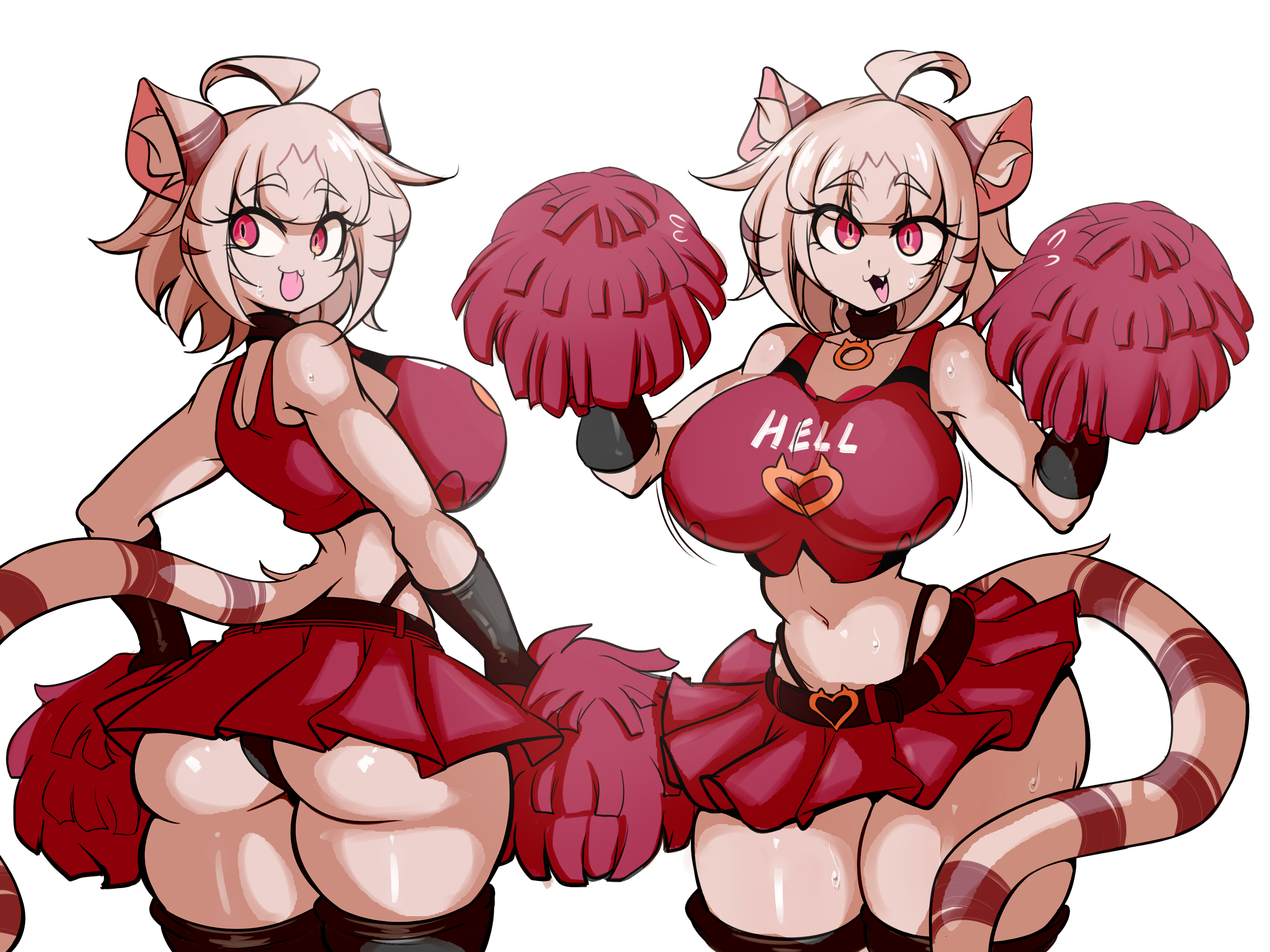 ass, big ass, big breasts, breasts, bubble ass, bubble butt, cheerleader uniform, felis (lucyfercomic), female, furry, huge ass, lucyfercomic, original, thick thighs, thong above skirt, thong straps, wide hips