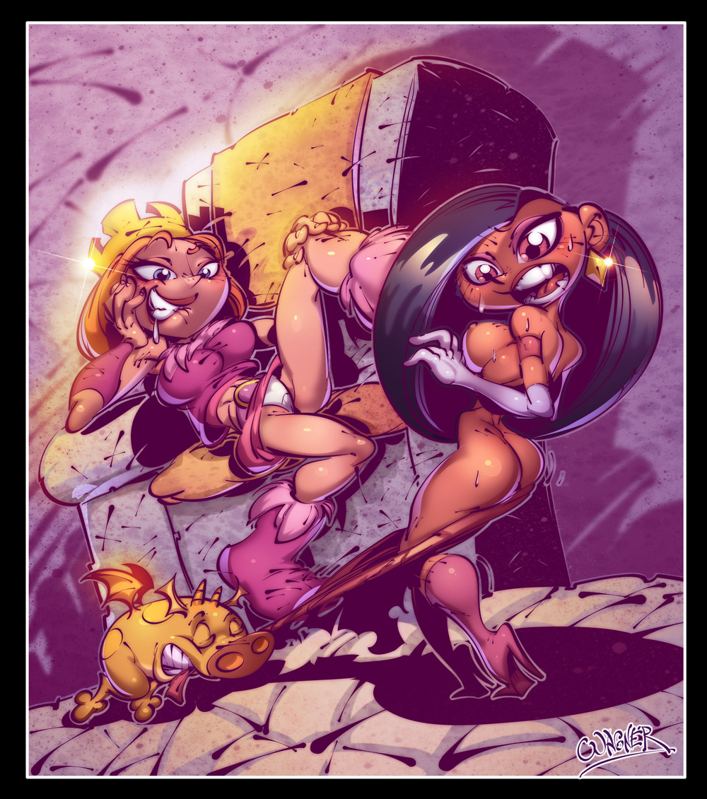 assisted_exposure chocolate_and_vanilla dave_the_barbarian disney disney_channel faffy nipples panties princess_candy princess_irmaplotz spread_legs upskirt wagner white_panties yuri