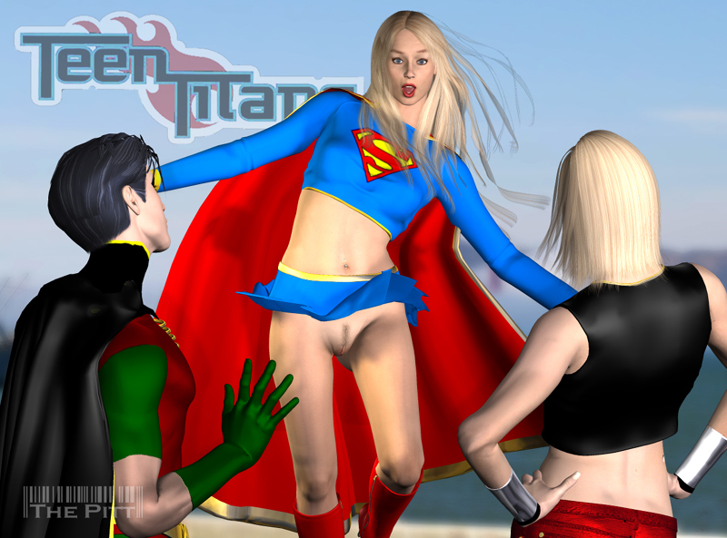 1boy 2girls 3d 3d_(artwork) batman_(series) cassie_sandsmark dc dc_comics kara_zor-el male robin_(dc) robin_(tim_drake) straight_hair supergirl superheroine superman_(series) teen_titans the_pitt tim_drake uncensored wonder_girl wonder_woman_(series)