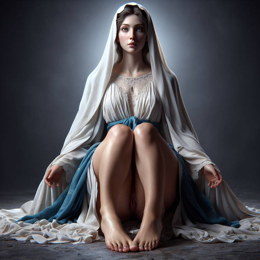 1girls, ai generated, catholic, christianity, female, female only, hijab, public domain, religion, saint, virgin mary