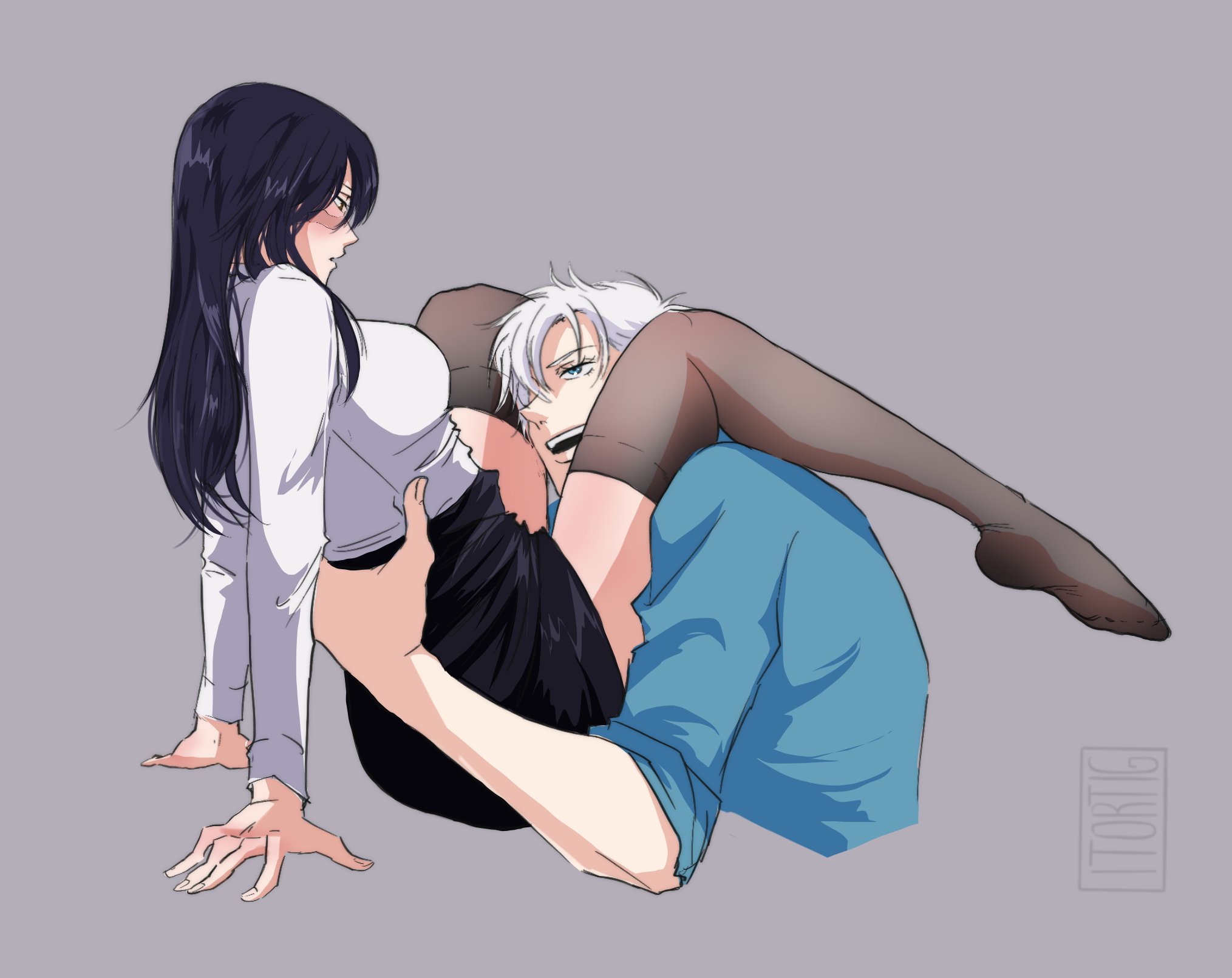 1boy, 1girls, cunnilingus, female, iitsito, jujutsu kaisen, male, satoru gojo, straight, tagme, tagme (artist), utahime iori