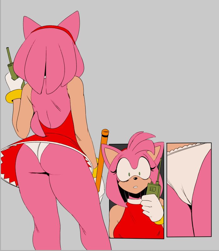 1girls amy_rose ass calling cameltoe female female_only furry mobius panties sega sonic_(series) underrock upskirt walkie_talkie wip