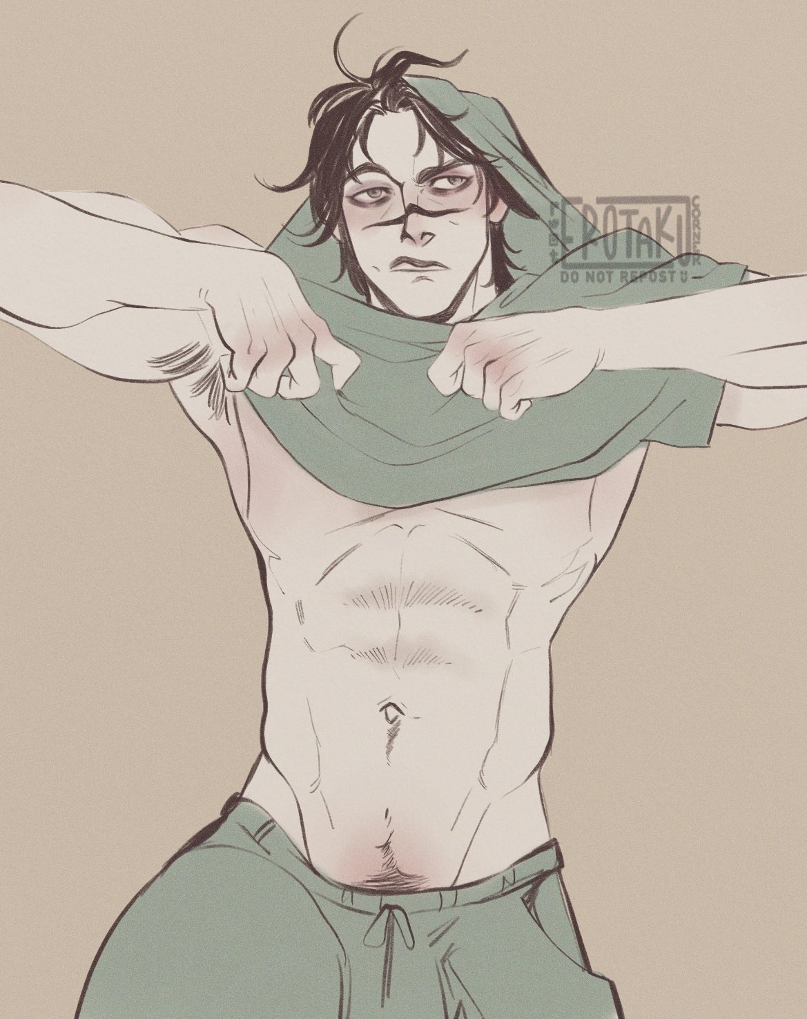 1boy, abs, choso kamo, erotakucorner, happy trail, jujutsu kaisen, male, male only, muscular, solo, solo male, tagme