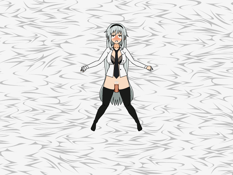 ahe_gao ahe_gao bandaged_fingers bandaged_hand bedsheets business_woman disembodied_penis female galeris kisekae office_lady solo white_hair yellow_eyes