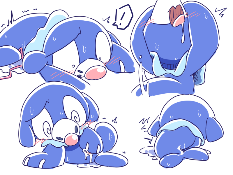 !, 1girls, 2017, blush, drooling, female, feral, furry, nettsuu, nintendo, open mouth, pokémon (species), pokemon, pokemon (species), pokemon sm, popplio, pussy, saliva, sex toy, solo, spiral eyes, sweat, vibrator, video games