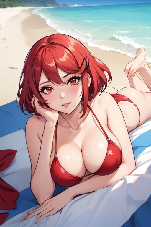 ai_generated beach bikini mythrafan65 pyra pyra_(xenoblade) xenoblade_(series) xenoblade_chronicles_2