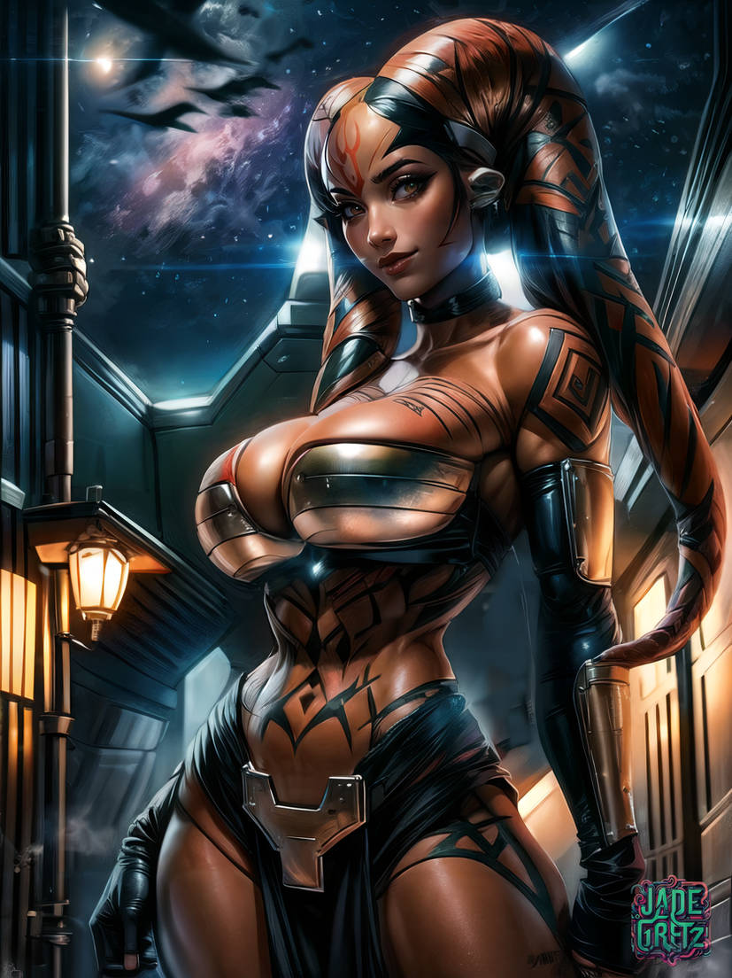 1girls ai_generated alien alien_girl big_breasts breasts cleavage darth_talon jadegretz looking_at_viewer red_skin solo star_wars twi'lek