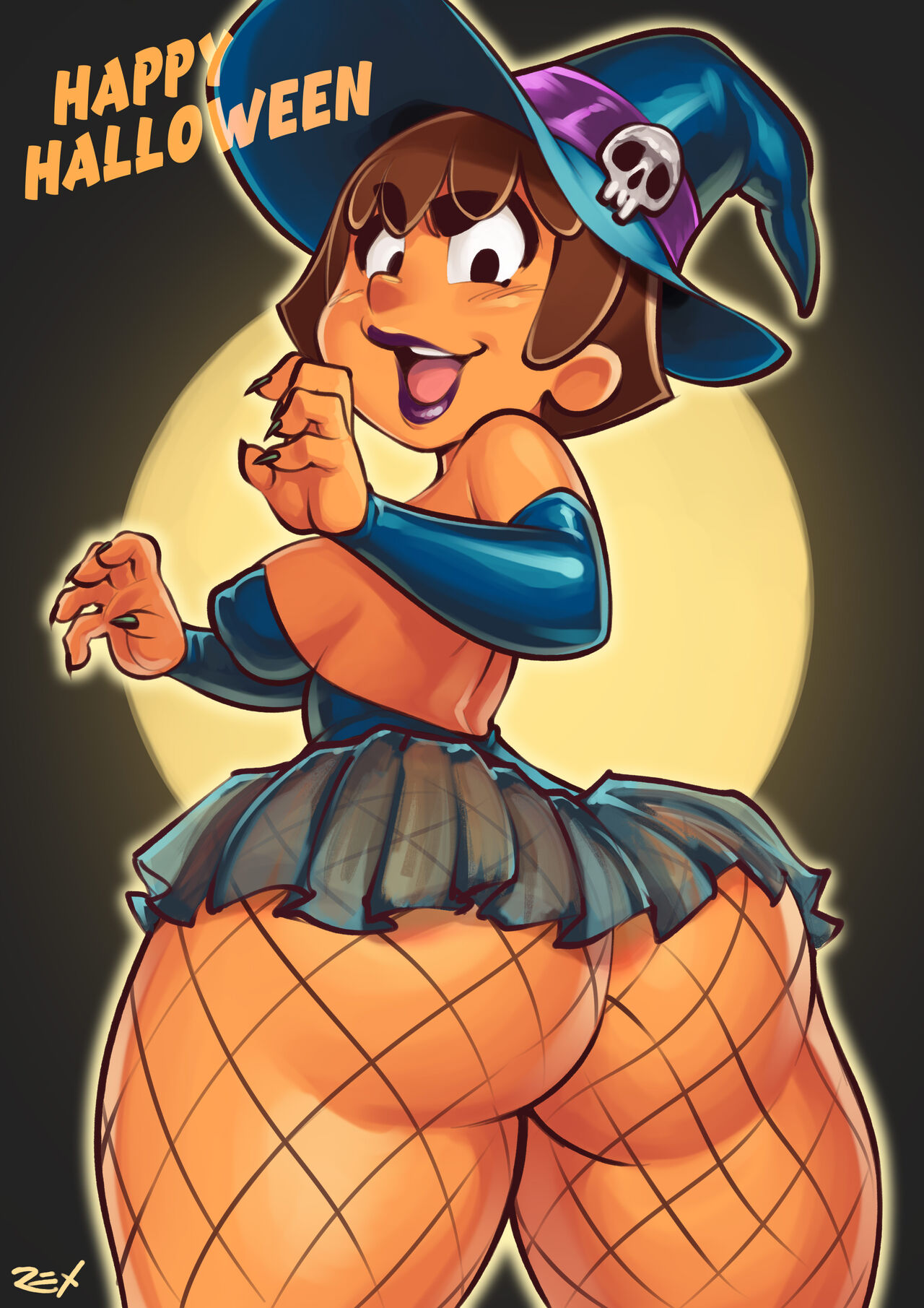 dora_marquez dora_the_explorer fishnet_legwear fishnet_stockings fishnets halloween halloween_costume latina lora lora_(r_ex) lora_the_adventurer lora_the_sexplorer parody parody_porn r_ex witch witch_costume