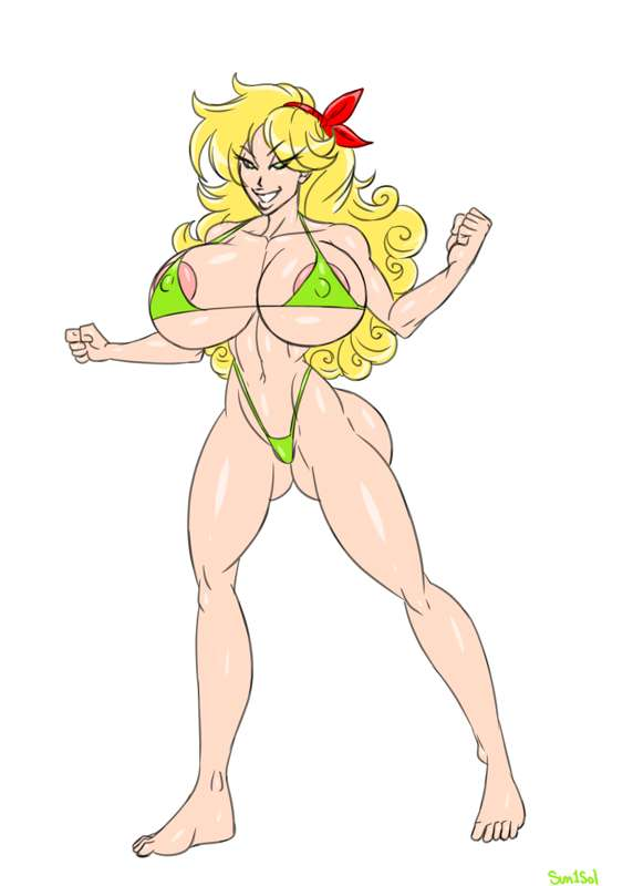 ass big_ass big_breasts big_butt bikini blonde_female blonde_hair blonde_hair_female breasts dragon_ball dragon_ball_z green_eyes launch sun1sol