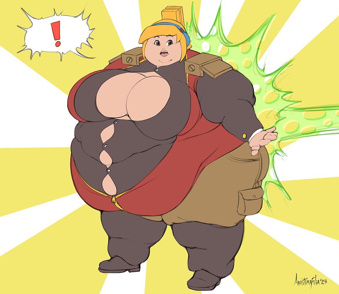 anastimafilia exclamation_mark fat laser morbidly_obese robin_(iconoclasts) surprised