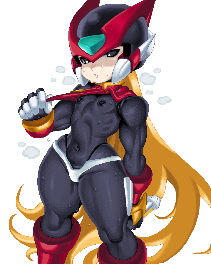 1boy android bodysuit femboy male_only mega_man mega_man_zero navel nipples riso robot thighs zero_(mega_man)