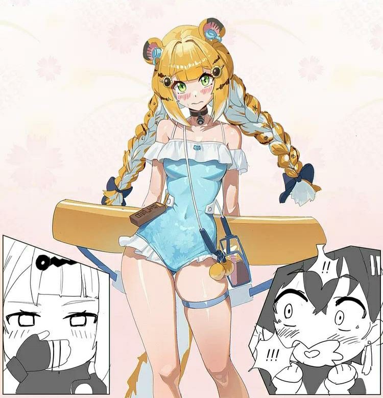 animal_ears belle_(zenless_zone_zero) braided_twintails ju_fufu long_hair multiple_girls one-piece_swimsuit short_hair tiger_girl twin_braids yixuan_(zenless_zone_zero) zenless_zone_zero