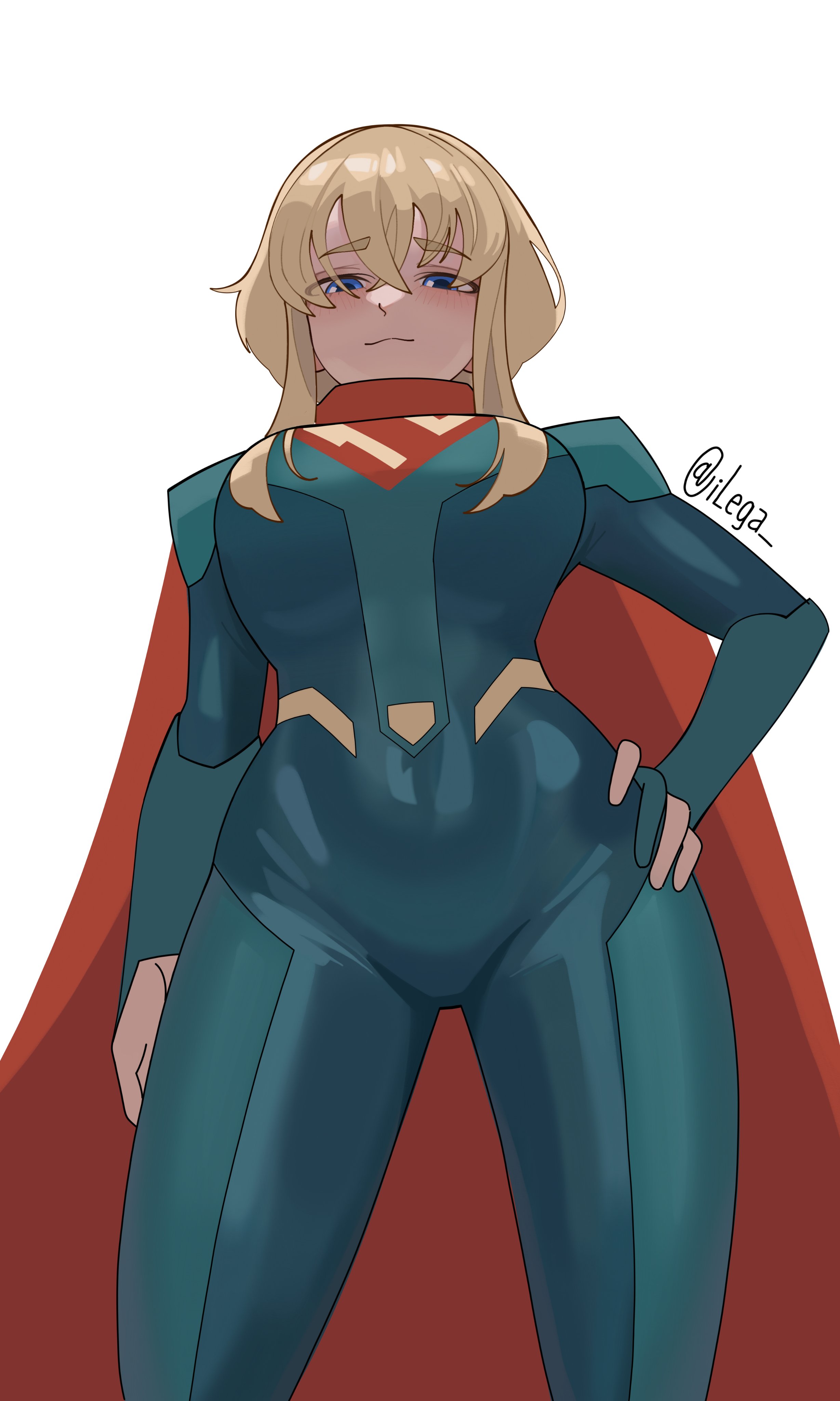big tits, big titties, clothing, curvaceous, curvaceous female, curvaceous figure, curvy, curvy figure, curvy hips, dc, dc comics, female, female focus, female only, ilega, kara zor-el, long hair, looking at viewer, my adventures with superman, sfw, supergirl, superheroine, superman (series), yellow hair