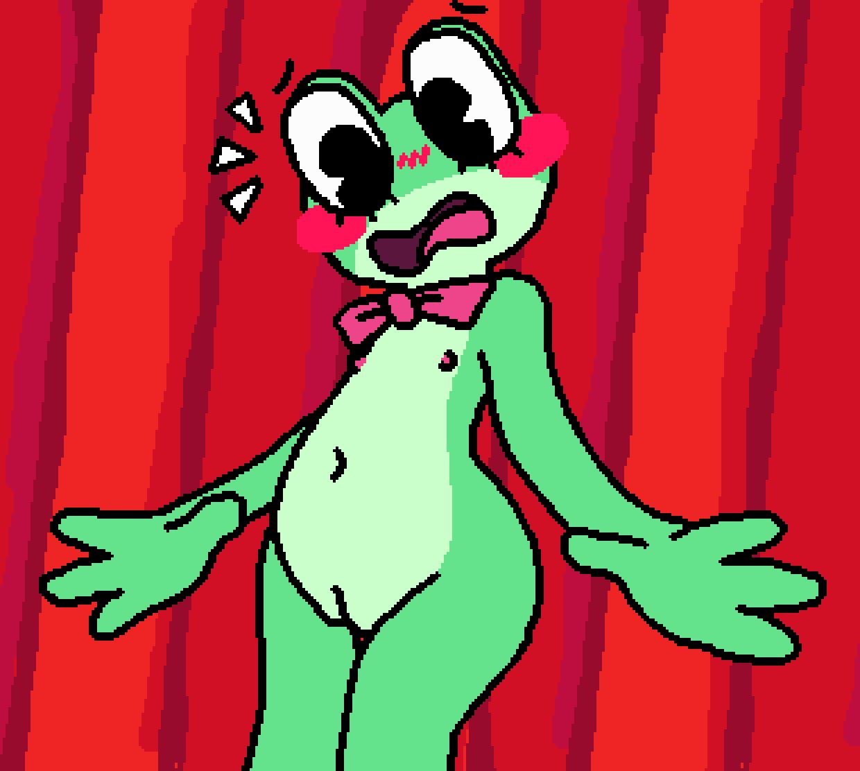 1girls amphibian anthro breasts bsky_link embarrassed female flat_chest nude pixelvibri pussy ribbit_(the_amazing_digital_circus) scalie solo solo_female tagme the_amazing_digital_circus