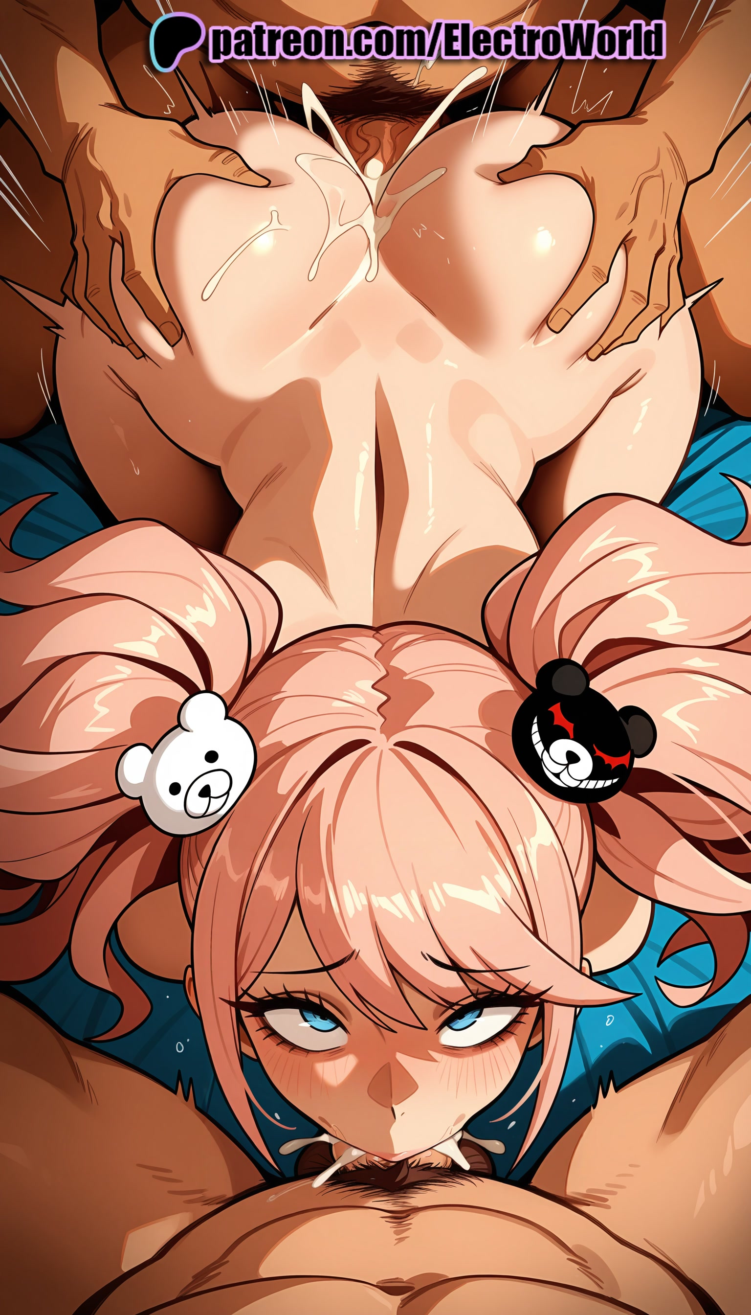 1girls, 2025, 2boys, ai generated, all fours, artist name, ass, ass grab, blowjob, blowjob face, blue eyes, breasts, bust, chest, cock, cum, cum in mouth, danganronpa, danganronpa: trigger happy havoc, dark skin, deep skin, dick, doggy style, doggystyle position, electroworld, fellatio, female, from behind position, fucking, grabbing another's ass, groping, group sex, hair ornament, hand on ass, hands on ass, hi res, high quality, high resolution, highres, intercourse, junko enoshima, licking, long hair, love making, male, motion lines, multiple boys, multiple males, nude, oral, oral sex, overflow, patreon, patreon username, penetration, penis, pov, rear entry, sex, sex from behind, sexual intercourse, solo focus, spitroast, stable diffusion, straight, sucking, twintails, uncensored, watermark