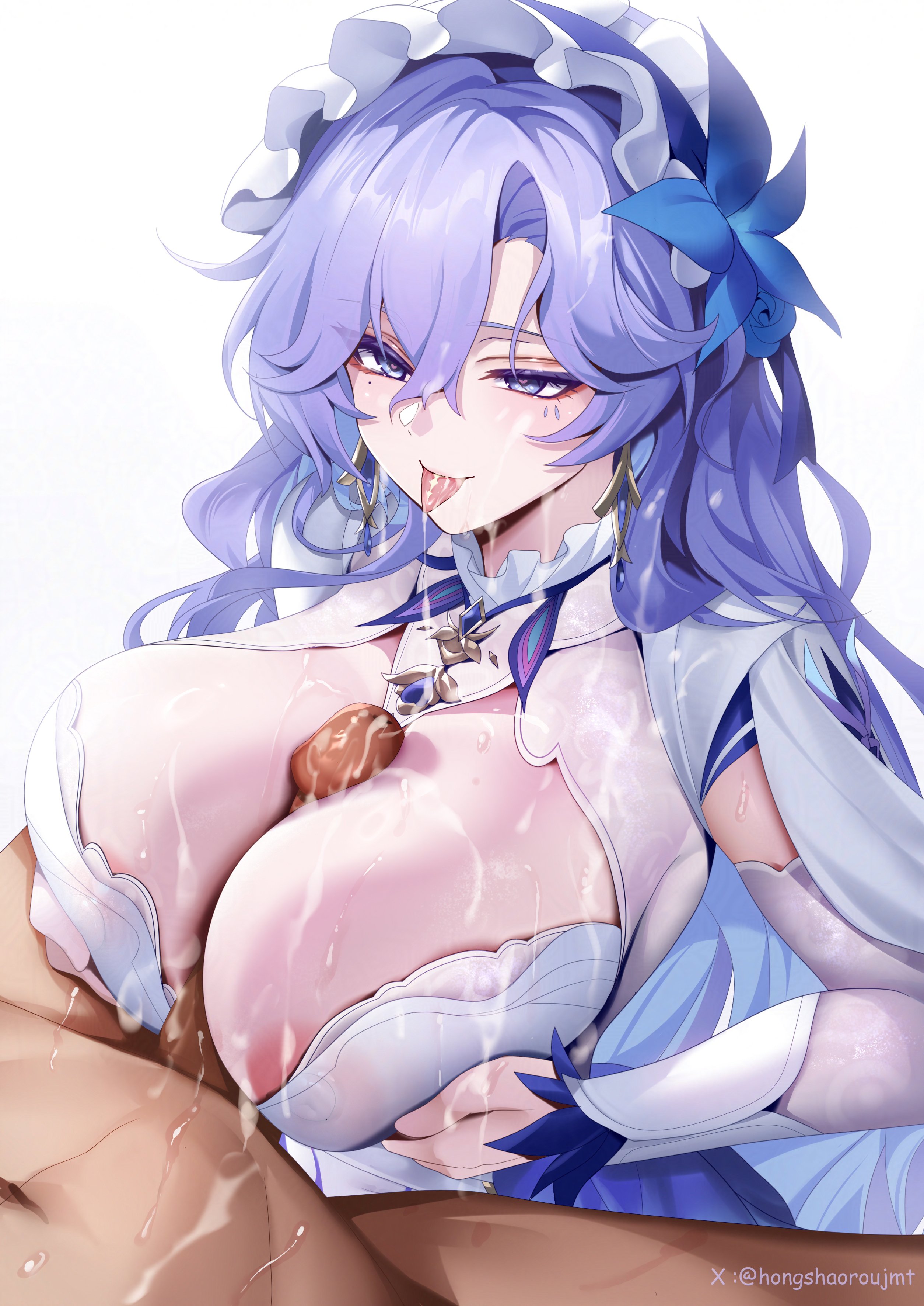 1girls, boobjob, breasts, cantarella (wuthering waves), cum, dick, female, male, nipples, paizuri, penis, tacet mark (wuthering waves), tongue, tongue out, wuthering waves