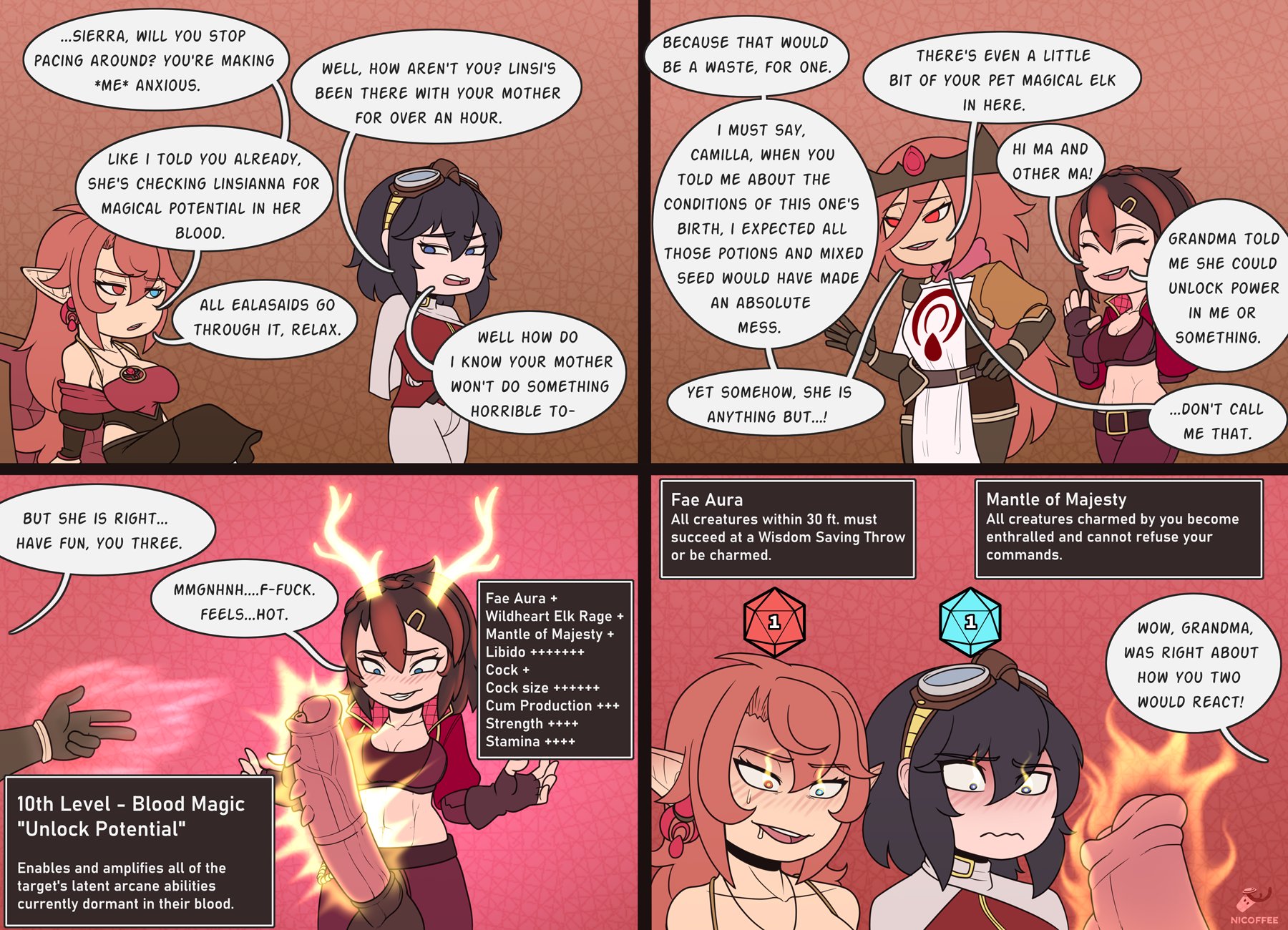1futa, 2023, 3girls, animal penis, camilla ealisaid, dialogue, english text, female, futa transformation, futanari, gameplay mechanics, genital growth, horsecock, imminent incest, imminent sex, incest, instant loss, intersex, judith ealasaid, linsi dazorelle, looking at penis, medium breasts, mind control, nicoffee, penis, penis awe, penis growth, sierra dazorelle, stats, text, transformation