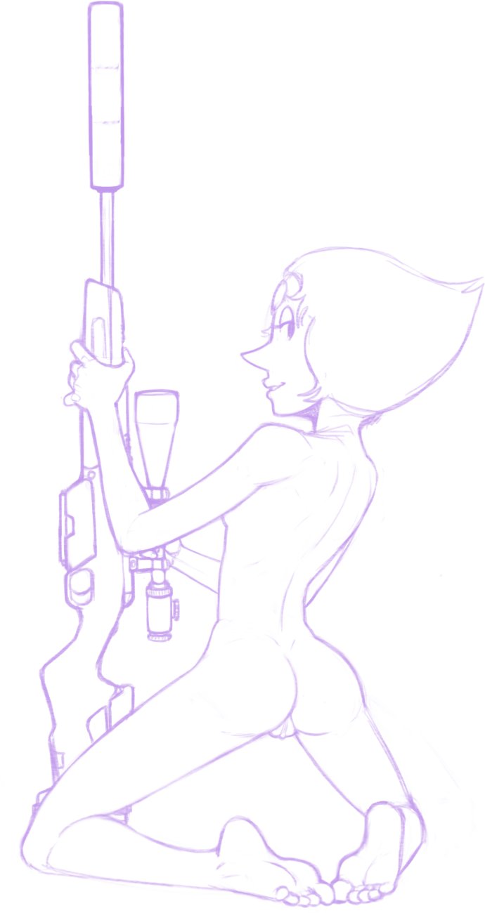 ass gun misplacedlines monochrome pearl_(steven_universe) pussy steven_universe