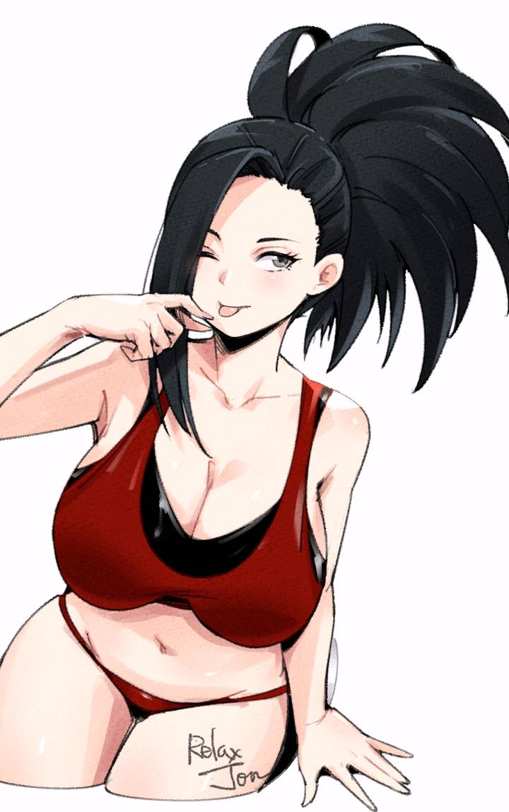 big_breasts cleavage hourglass_figure momo_yaoyorozu my_hero_academia relaxjon