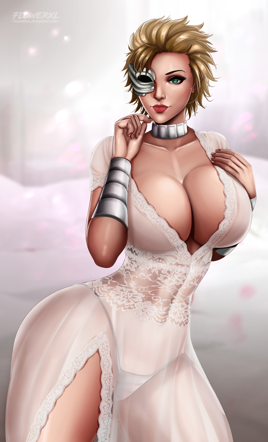 1girls big_ass bleach female flowerxl g-string huge_breasts menoly_mallia nightgown solo thick_thighs wide_hips