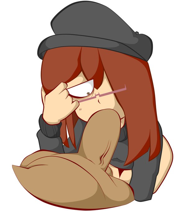 beret brown_eyes brown_hair cellphone cum_in_mouth cum_inside duo fellatio female hair_over_one_eye laestupidasofi male oral original_character pants_down penis semen sofiart straight