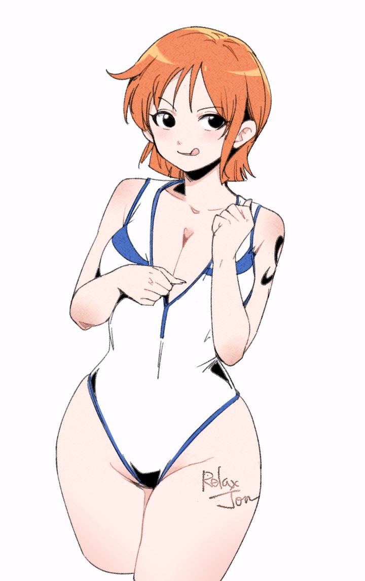 big_breasts cleavage hourglass_figure nami one-piece_swimsuit one_piece relaxjon solo_female swimsuit