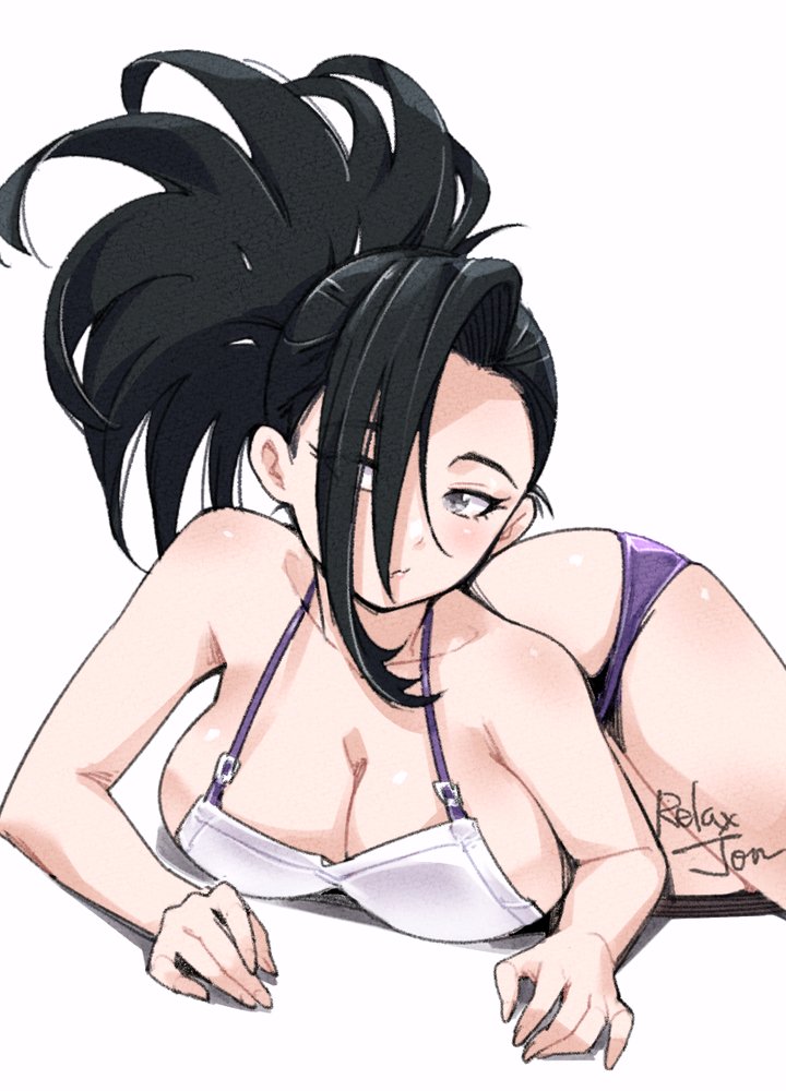 big_breasts cleavage momo_yaoyorozu my_hero_academia relaxjon