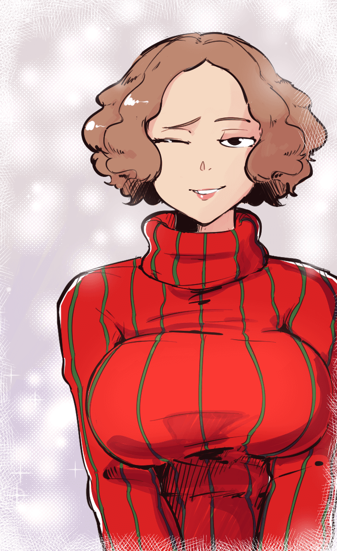 breasts haru_okumura immisterplow persona persona_5 sweater