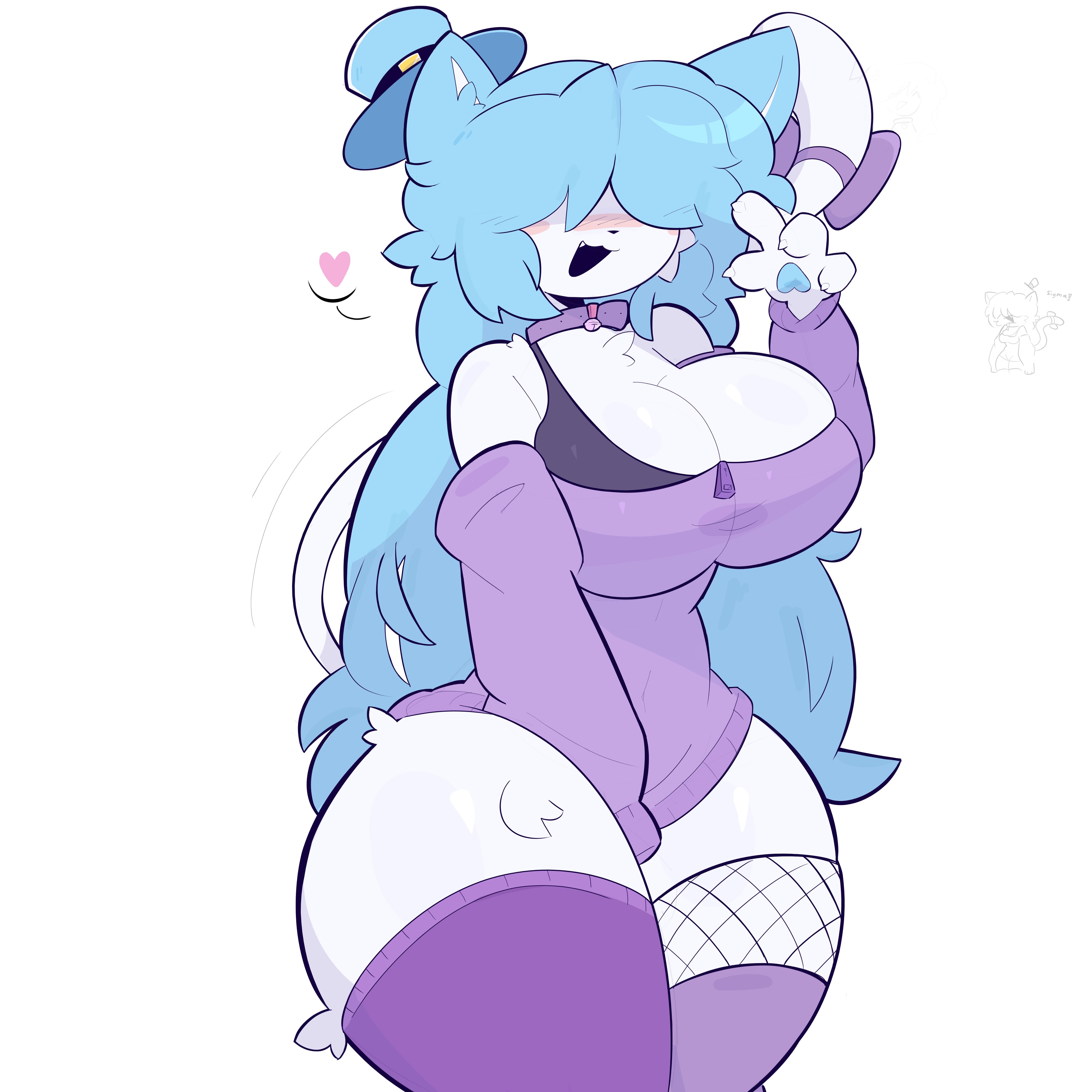 1girls, big breasts, big thighs, blue hair, blush, breasts, cleavage, clothed, commission, female, friday night bloxxin', furry, merricuwu, roblox, roblox avatar, robloxian, robotic developer, souldrivenlove, suggestive, tagme, thick thighs, thighhighs, thighs