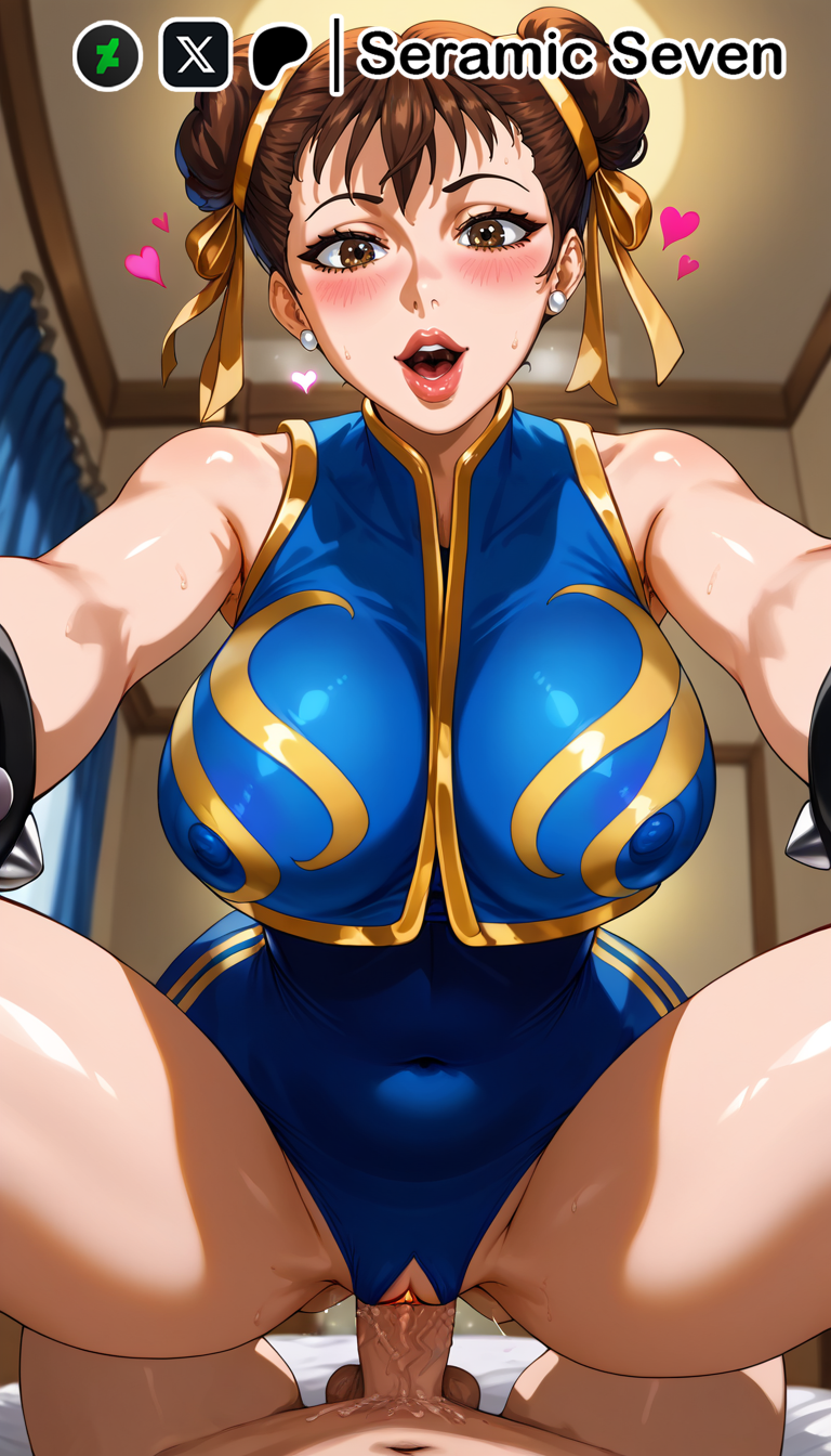 1boy 1boy1girls 1girls 2d ai_generated brown_eyes brown_hair chun-li chun-li_(fortnite) clothed clothed_female_nude_male clothed_sex cowgirl_position female female_on_top female_penetrated fortnite hair_buns heart hearts_around_head looking_at_viewer male male/female male_pov open_mouth penis_in_pussy pleasure_face pov pov_male reaching reaching_out reaching_towards_viewer seramic_seven sex sexual_intercourse squatting street_fighter vaginal_insertion vaginal_penetration vaginal_penetration vaginal_sex