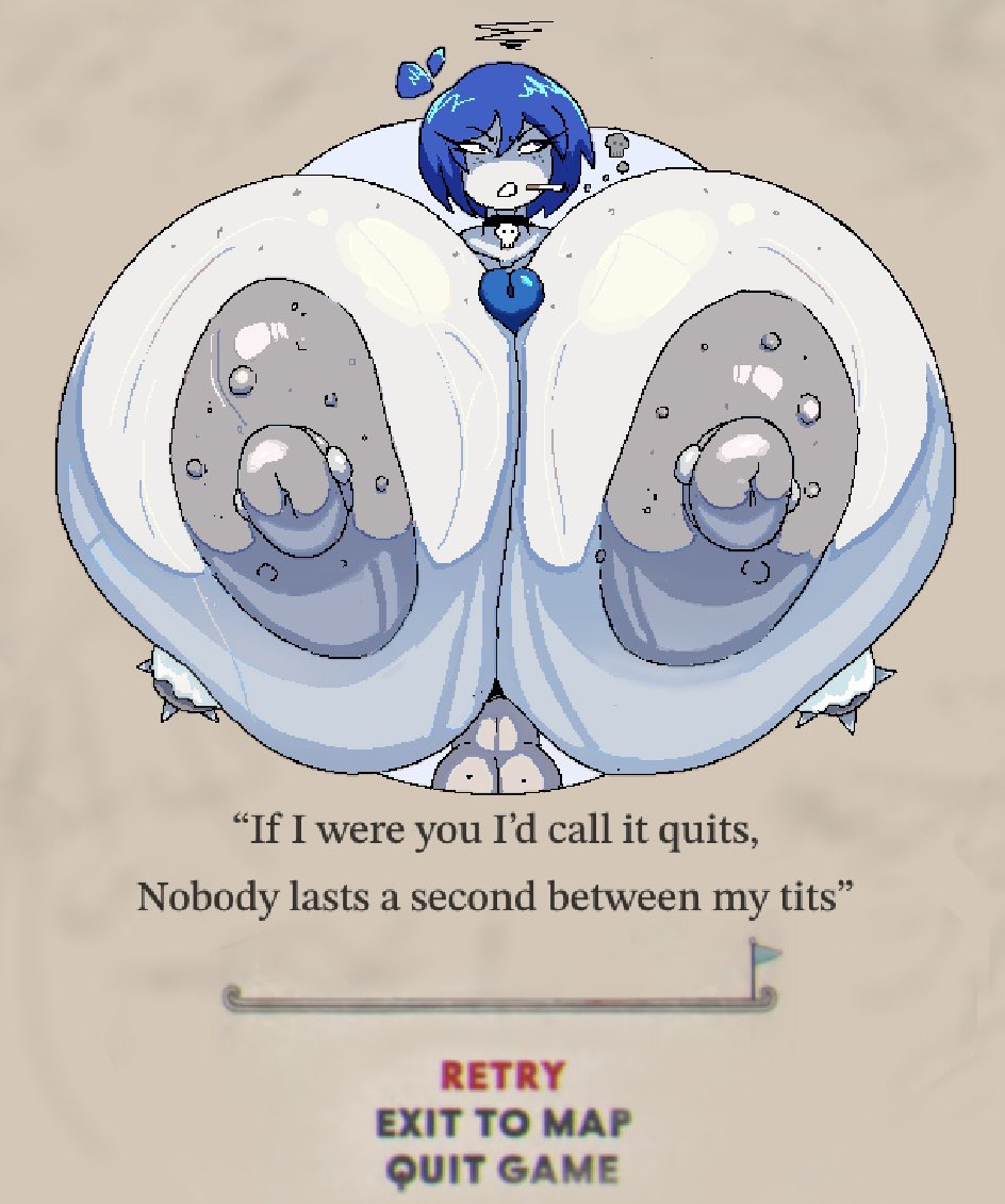 1girls blue_hair cuphead_(game) female game_over giant_nipples goth huge_breasts huge_nipples hyper hyper_breasts jpg larger_female mugman nipples small_but_hung someone_else's_oc suckable_nipples tagme thin_waist tiddy_(megabippy) tits_bigger_than_head twitter_link varix wasp_waist