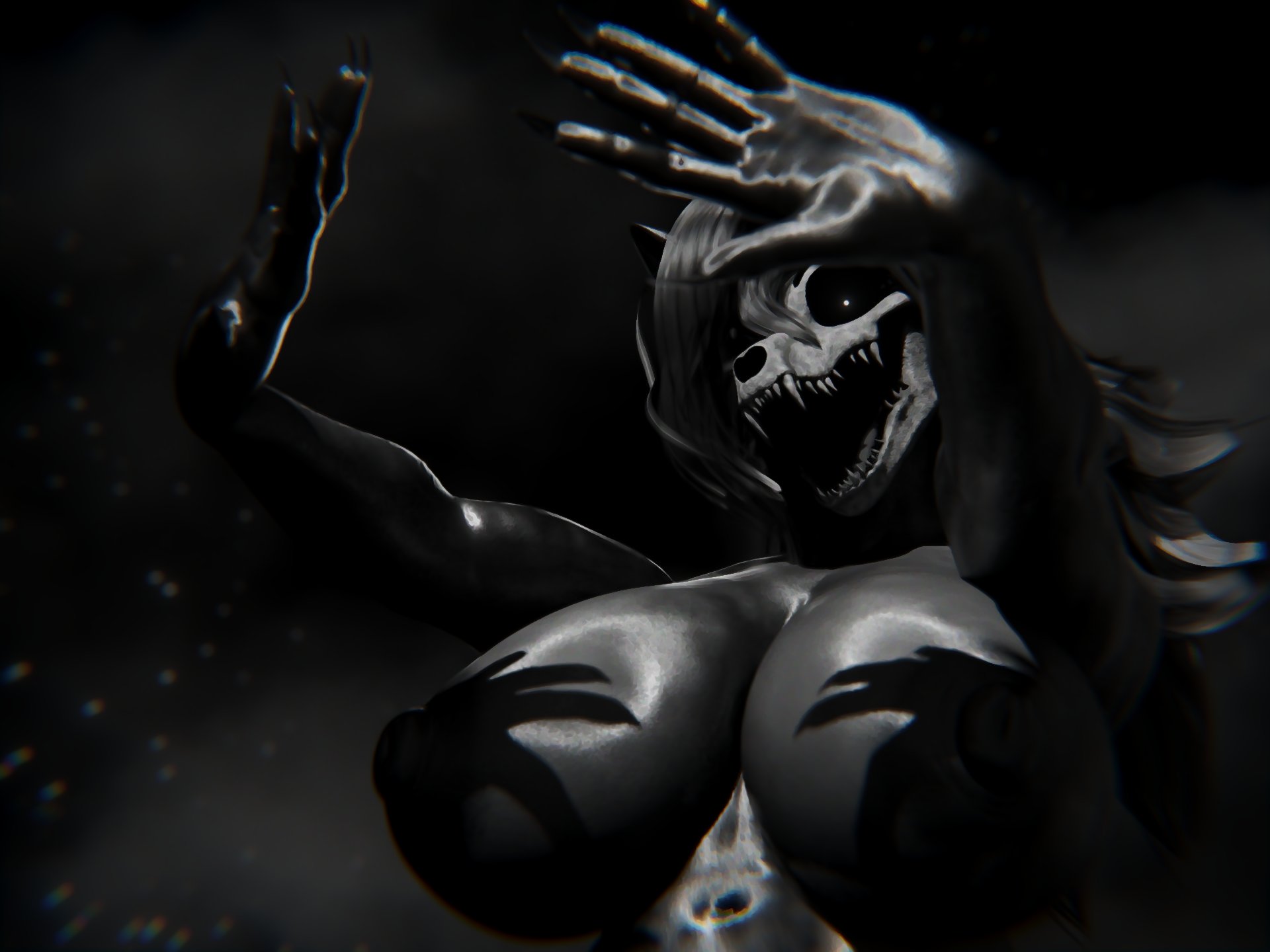 1girls, 3d, alphasoup, big breasts, hands casting shadow, huge breasts, mal0, malo, meme, nude, nude female, scp foundation, scp-1471, scp-1471-a, scp-1471-a (scrag), scrag boy (model), skull head, solo