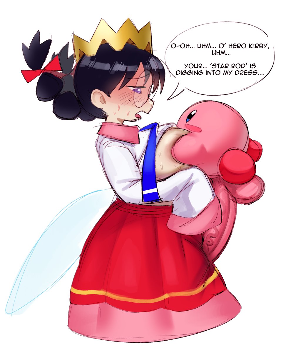 1female, 1girls, 2026, balls, ballsack, bare breasts, between breasts, big balls, big breasts, big penis, bigger female, black hair, blush, blushing female, blushing profusely, braid, braided hair, braided twintails, breast sucking, breasts, color, crown, dai yuurei, dress, english, english dialogue, english text, exposed breasts, face between breasts, face in breasts, fairy, fairy queen, fairy wings, female, full body, full color, glasses, head between breasts, kirby, kirby (series), kirby 64, kirby 64: the crystal shards, large penis, large testicles, lifted, lifted by another, lifting, lifting person, long skirt, long sleeves, male, necklace, nintendo, no bra, omega haunter, omegahaunter, penis, penis bigger than body, queen ripple, ribbon, ribbon in hair, ribbons, round glasses, sailor collar, sailor uniform, shirt, shirt lift, shirt up, shy, skirt, small but hung, small dom big sub, smaller male, sweat, sweatdrop, sweating, sweaty, sweaty breasts, taller female, testicles, twin braids, twintails, wide hips, wings
