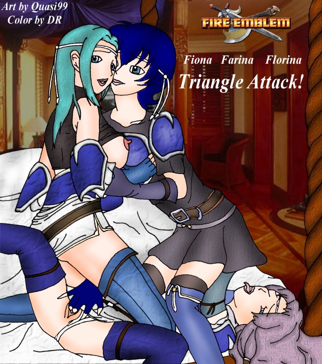 artist_name clothed_sex farina_(fire_emblem) fingering fiora_(fire_emblem) fire_emblem fire_emblem:_the_blazing_blade florina_(fire_emblem) nipples pussy quasi99 tagme triangle_attack