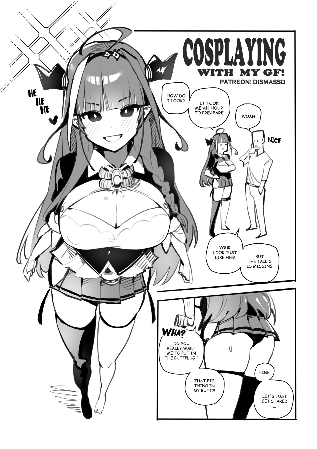 ass, breasts, cosplay, dismassd, doujinshi, dragon girl, female, holoforce, hololive, hololive japan, horns, kiryu coco, large breasts, manga, miniskirt, skirt, virtual youtuber, vtuber