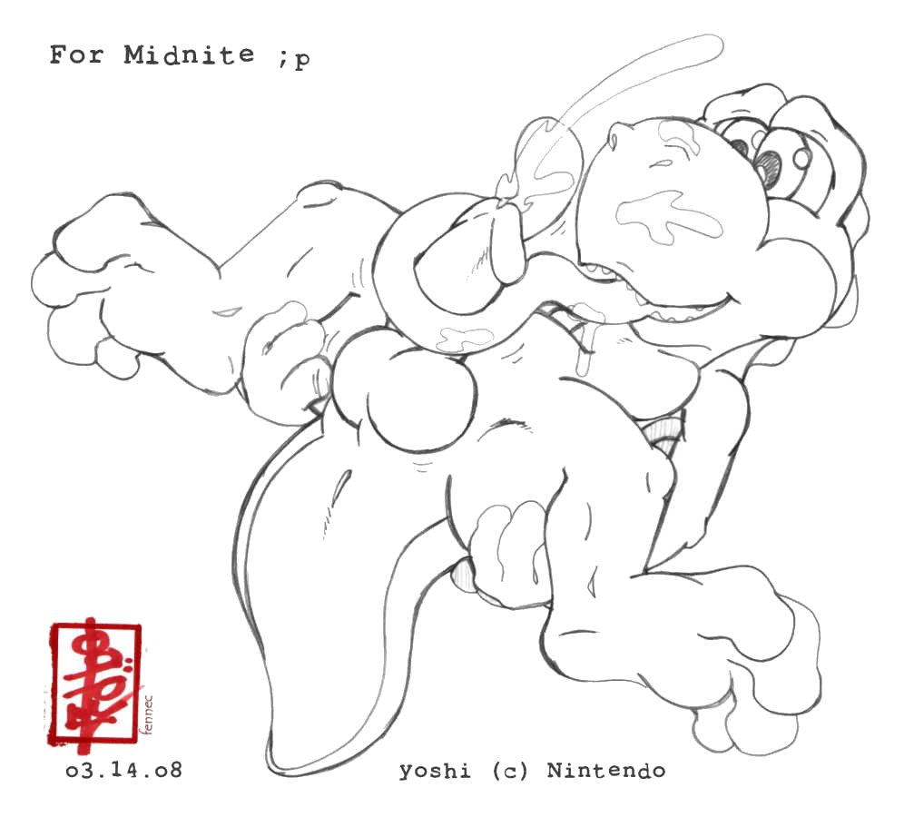 2008 fennec_(artist) male male_only mario_(series) monochrome nintendo smooth_skin solo yoshi