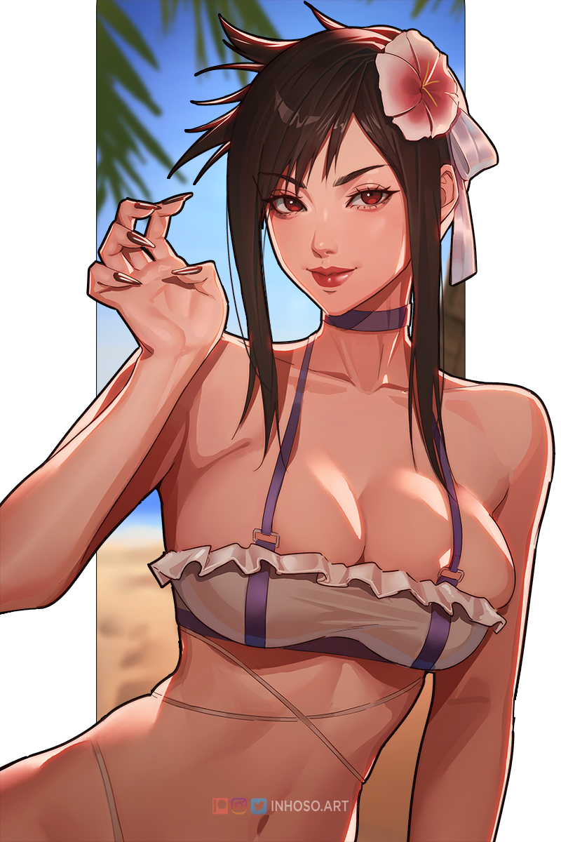 breasts female female_only final_fantasy final_fantasy_vii final_fantasy_vii_rebirth final_fantasy_vii_remake inhoso looking_at_viewer solo swimsuit tifa_lockhart