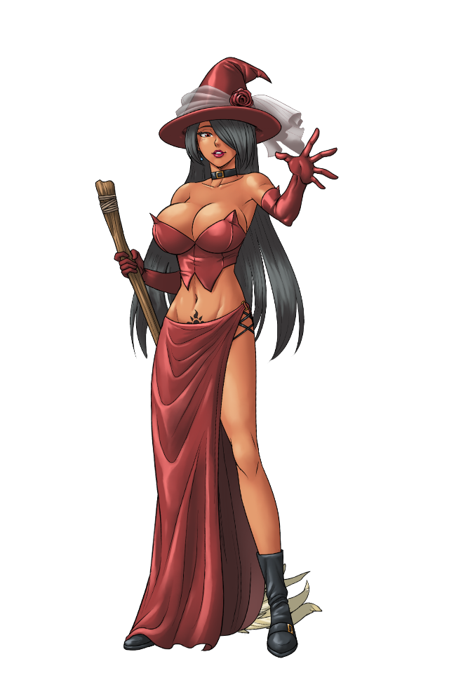 big_breasts female harem_heroes hentai_heroes hentai_heroes_character large_breasts long_hair long_legs looking_at_viewer nutaku png ponytail salem_(hentai_heroes) tan_skin thighs transparent_background witch witch_costume witch_hat