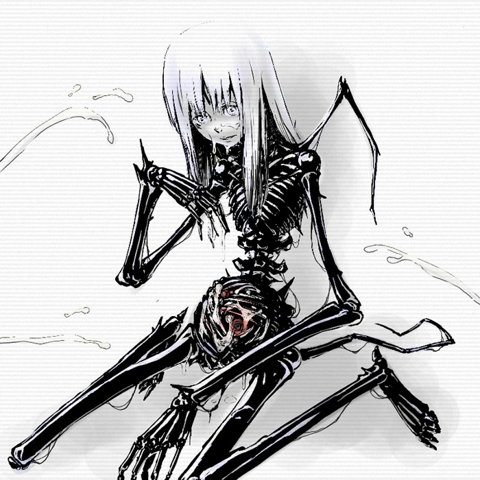 blame! cibo disassembled endoskeleton level_9 scanlines tagme white_background