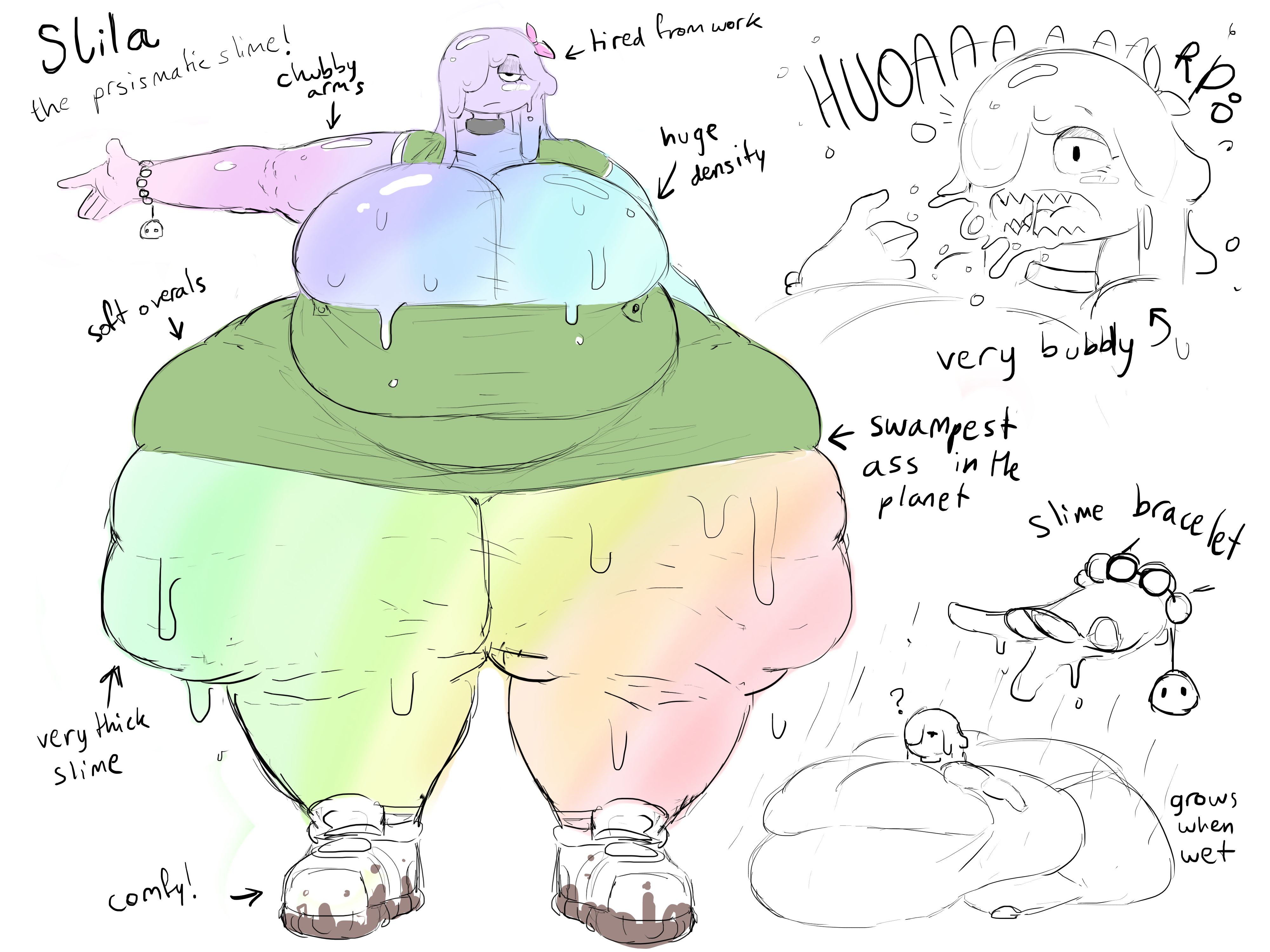1girls, 2d, 2d (artwork), 2d artwork, ass, belch, belching, big ass, big belly, big breasts, big butt, bracelet, breasts, breasts bigger than head, bubble ass, bubble butt, burp, burp fetish, burping, choker, chubby, chubby belly, chubby female, clothed, clothed female, clothed male, clothes, clothing, expansion, female, female focus, female only, hair, humanoid, long hair, male, obese, open mouth, sharp teeth, solo, solo female, solo focus, sweat, sweatdrop, sweating, sweaty, talking, text, thick, thick ass, thick thighs, thighs, thunder thighs, thunderthighs, yobaba