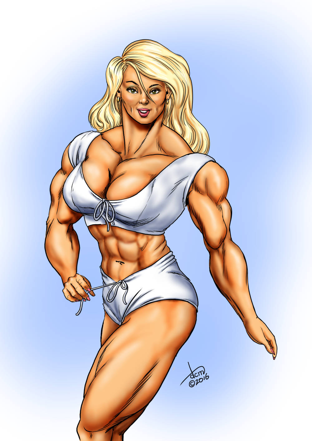 abs biceps big_breasts big_muscles blonde_hair breasts dcmatthews female hair large_breasts large_muscles muscles muscular_arms muscular_female muscular_legs muscular_thighs pecs