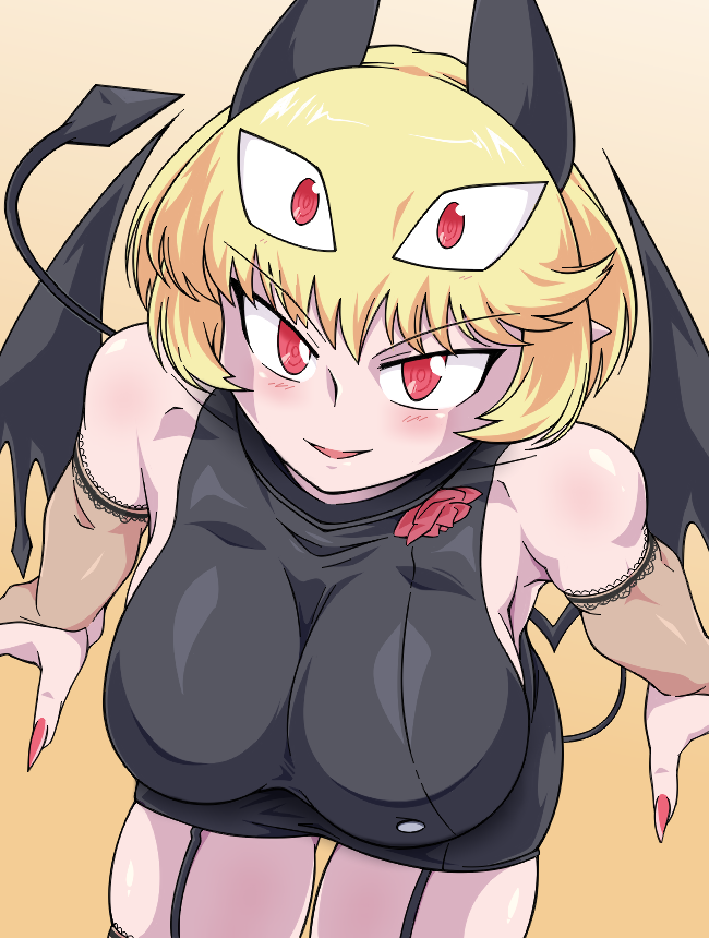 blonde_hair debby_the_corsifa debby_the_corsifa_is_emulous demon_girl female pointy_chin red_eyes