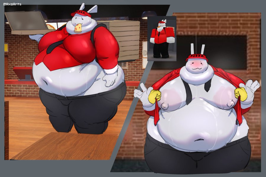 anthro gubby, axoarts, fat, fat male, gubby, gubby (roblox), male, male only, moobs, roblox, sweaty