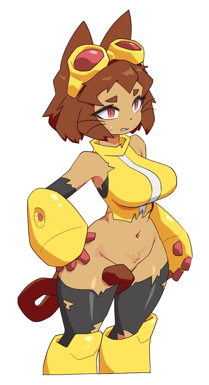 1girls, anthro, ass, big breasts, bottomless, bottomless female, breasts, brown hair, crop top, female, female focus, female only, gameoverse, glitch productions, huge ass, kit (gameoverse), large ass, large breasts, navel, short hair, solo, sub-neamo, thick thighs, thighs, wide hips