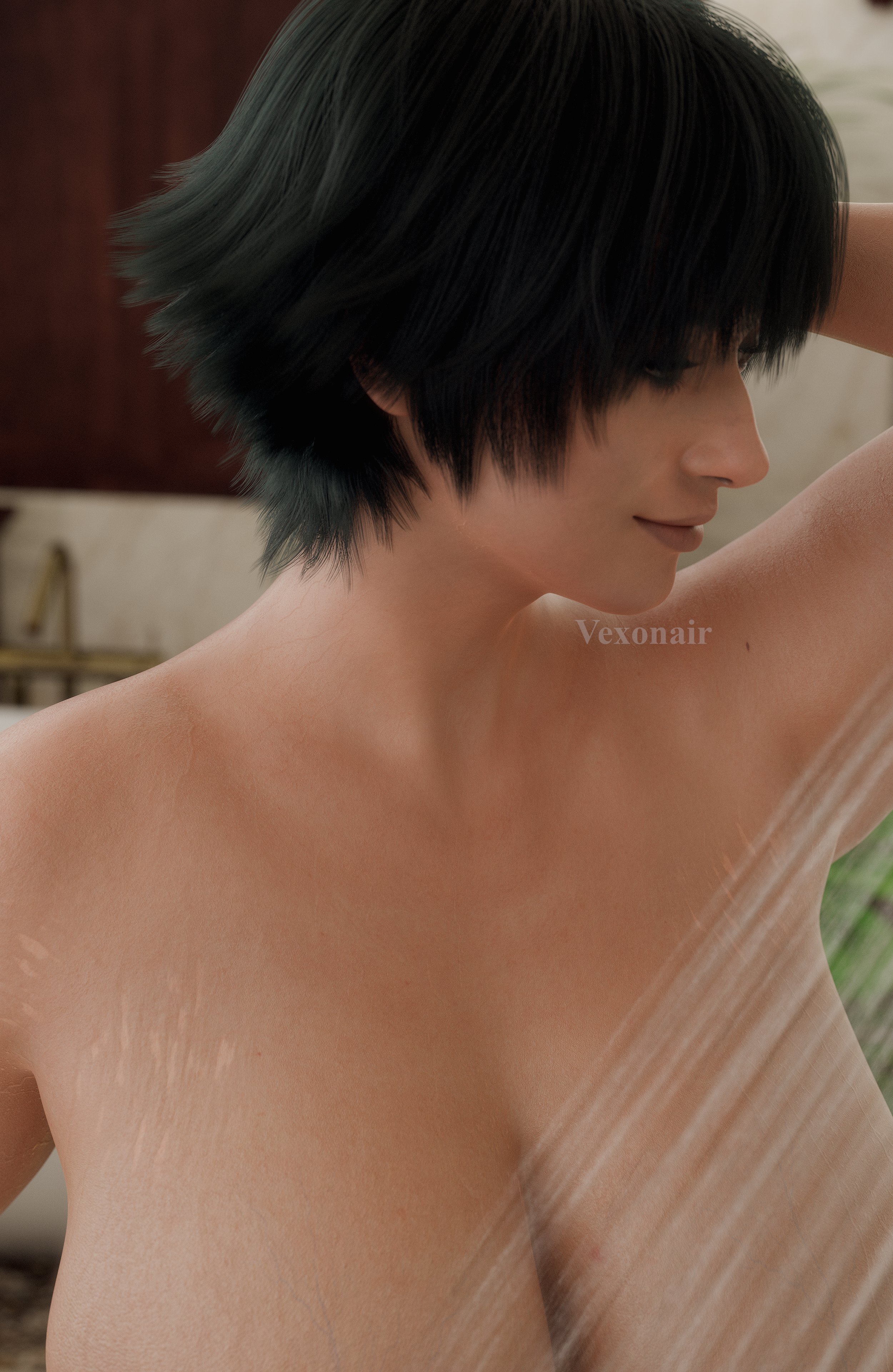 1girls, 3d, big breasts, devil may cry, devil may cry (series), devil may cry 5, huge breasts, lady (devil may cry), large breasts, nude, nude female, showering, stretch marks, vexonair