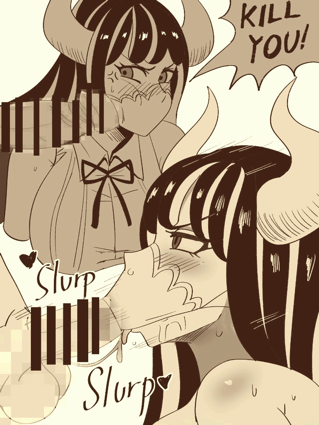 blowjob, blowjob face, blush, doujinshi, fellatio under mask, female, male, mask, one piece, penis, sucking penis, text, ulti (one piece)
