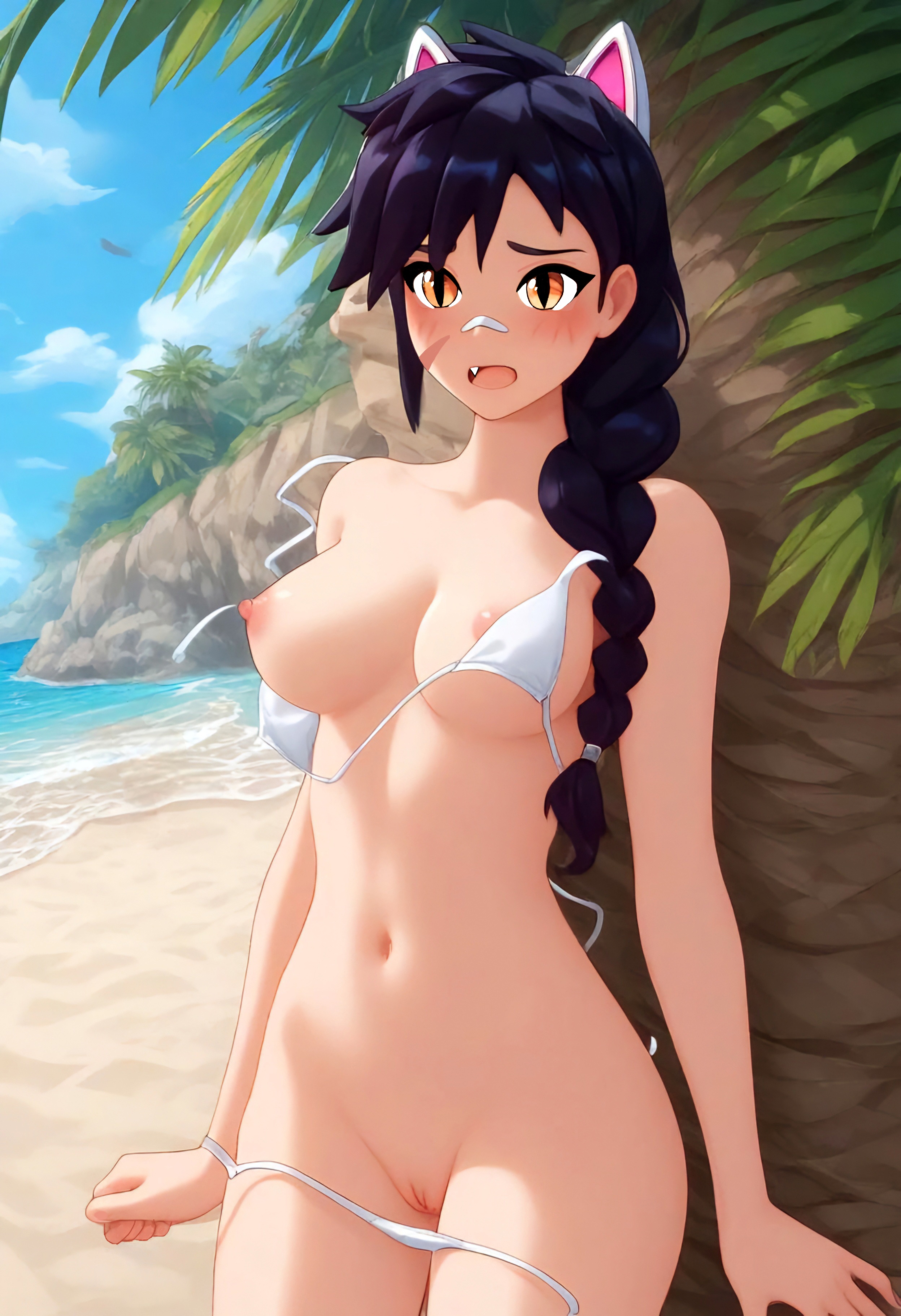 ai assisted, ai generated, beach, bikini, bikini lift, erisa (fortnite), female, fortnite